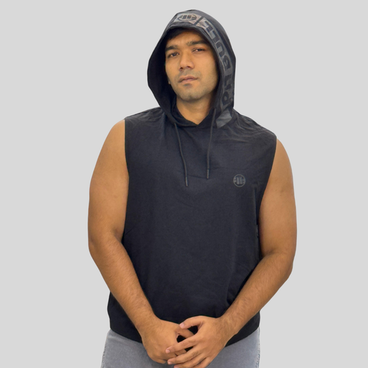 Hoodie Tank Top Spandex Hilltop – Black