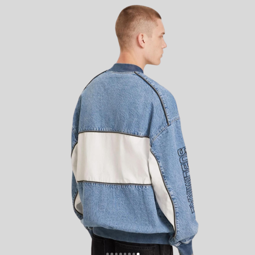Racing Style Denim Jacket for Men – Urban Street Fashion Look