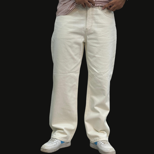 Cream Baggy Denim Pant – Original Export | Relaxed Fit Stylish Jeans for Men