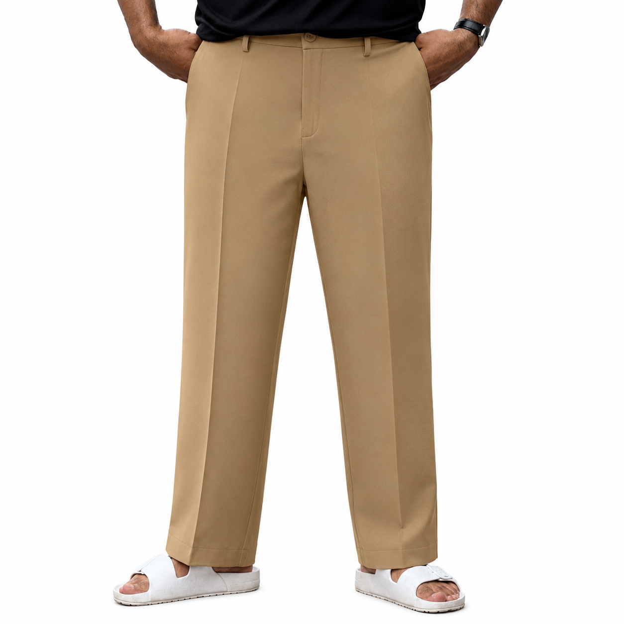 Men's Korean Style biskit color  Straight Fit Formal Pant – Smart & Comfortable