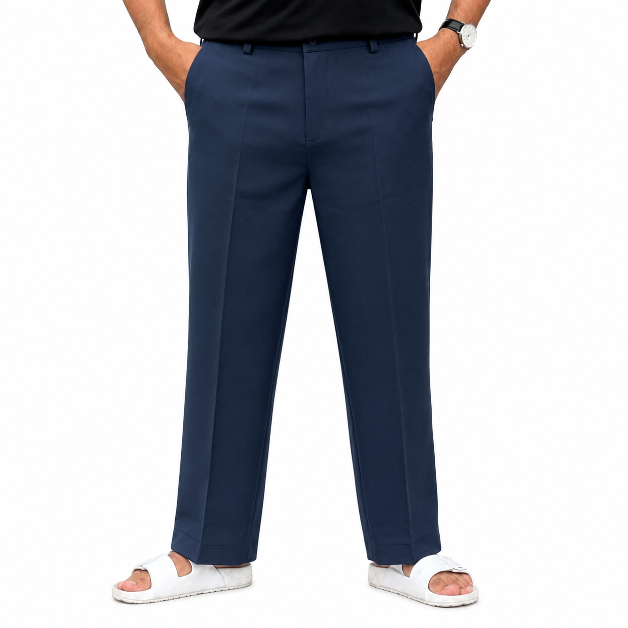 Men's Korean Style Navy blue  Straight Fit Formal Pant – Smart & Comfortable