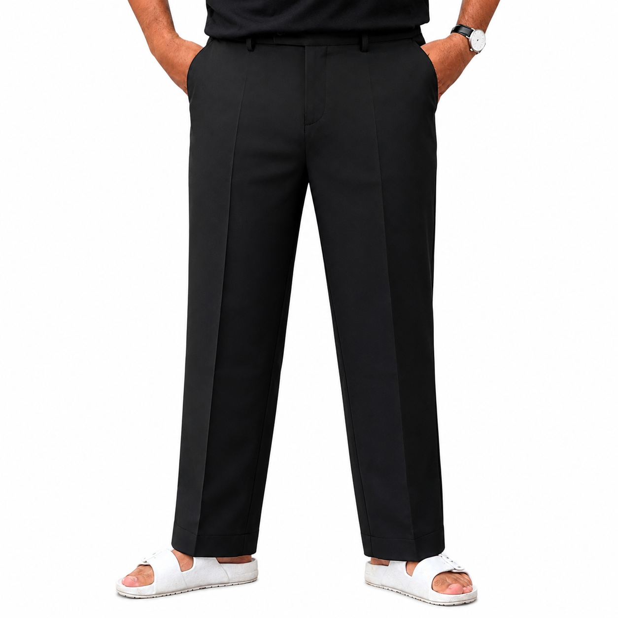 Men's Korean Style Black Straight Fit Formal Pant – Smart & Comfortable