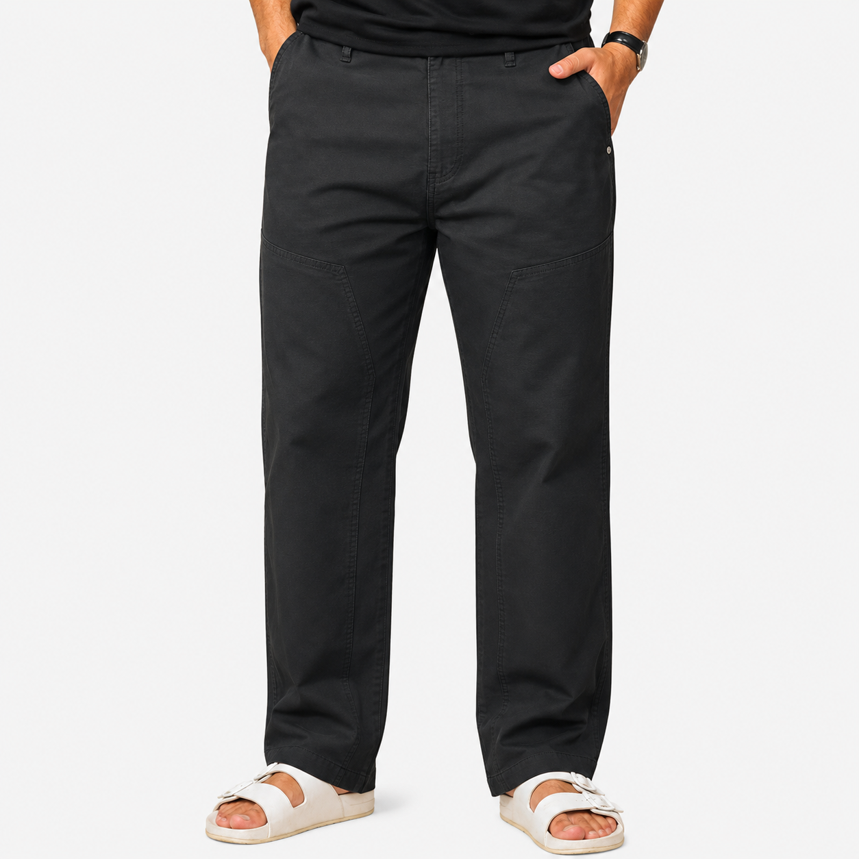 Men's Regular Fit Cotton Casual Trouser – Black