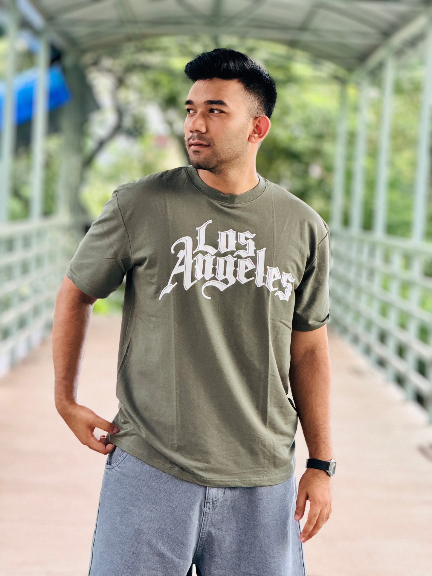 Olive Color Drop Shoulder T-Shirt – Oversized Streetwear Tee | Stunner Mart