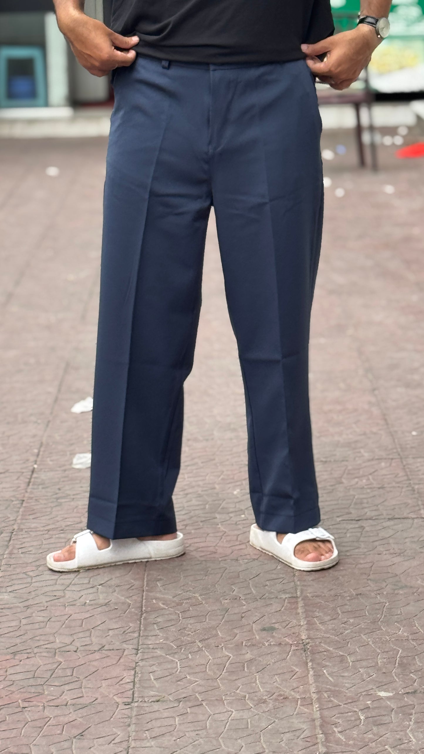 Men's Korean Style Navy blue  Straight Fit Formal Pant – Smart & Comfortable