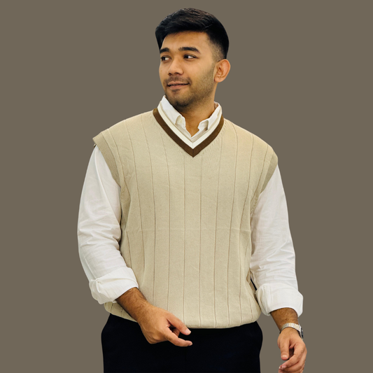 Classic Cream Knitted Sweater Vest – Timeless Winter Layer