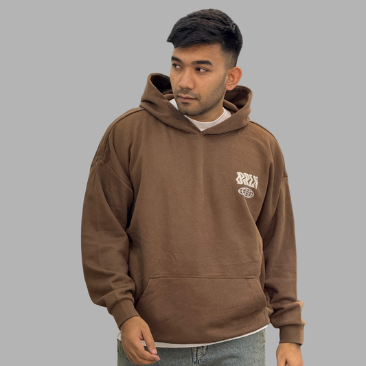 Men’s Drop Shoulder Brown Hoodie – Oversized Streetwear Pullover for Casual Comfort