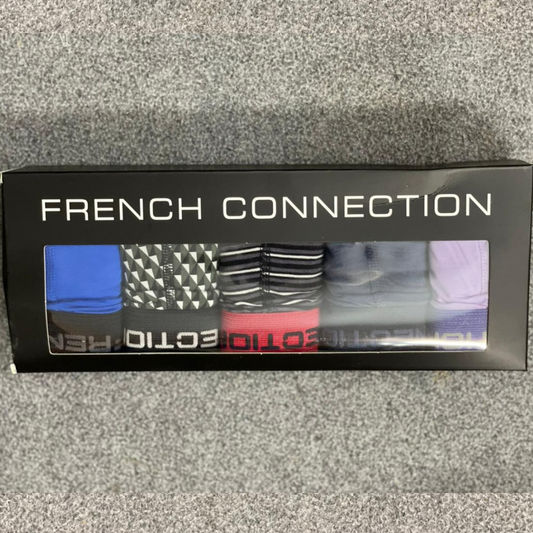 French Connection 5 Pack Modern Fit & Premium Quality Boxer for Men With Assorted Colors & Prints - Stylish, Comfortable