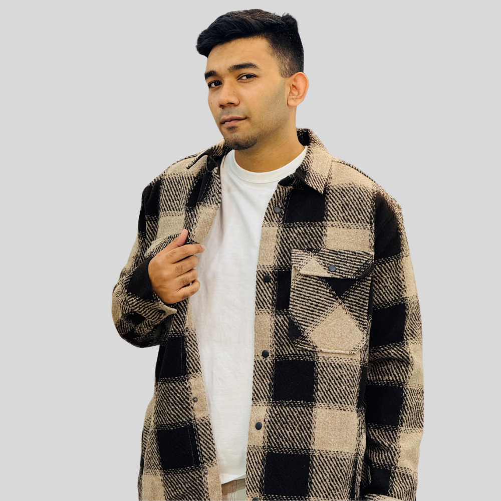 Men’s Warm Plaid Button-Up Jacket – Trendy & Comfortable