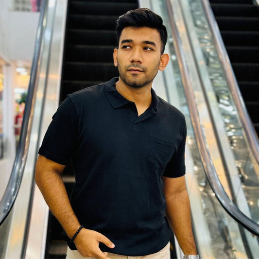 Classic Black Old Money Polo T-Shirt for Men – Premium Casual Wear