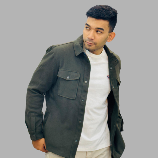 Men’s Olive Overshirt – Smart Casual Outerwear