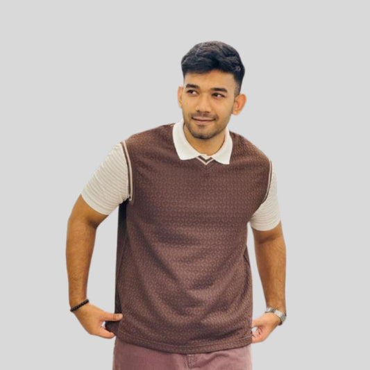 Men’s Premium Chocolate Knit Sleeveless Vest – Classic Old Money Style