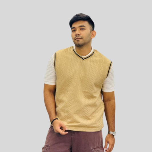 Men’s Premium Classic Beige Old Money Style Sleeveless Vest
