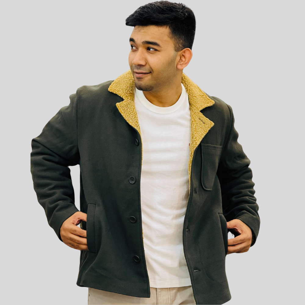 Men’s Olive Green Winter Jacket | Warm Fleece Inner | Premium Quality Outerwear – Stunner Mart