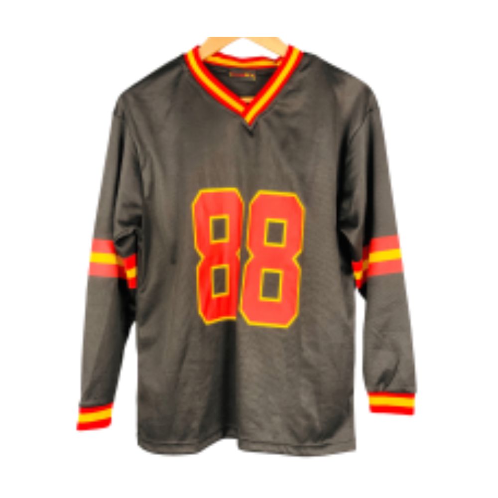Inferno Blaze" - Dynamic Black Full Sleeve Jersey with Red and Yellow Rubber Print | Elevate Your Style on Stunner Mart