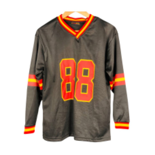 Inferno Blaze" - Dynamic Black Full Sleeve Jersey with Red and Yellow Rubber Print | Elevate Your Style on Stunner Mart