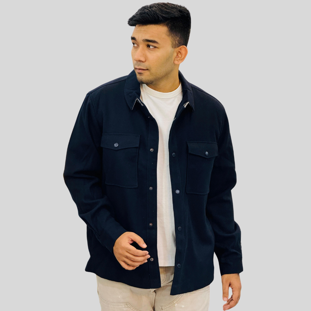 Men’s Black Overshirt – Premium Cotton Casual Jacket for Everyday Style