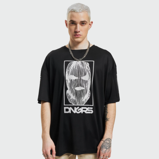Dangerous DNGRS Black Mesh T-Shirt | Short Sleeve Round Neck, Everyday Casual Wear