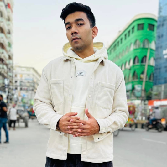 Men’s Off-White Flannel Shirt | Soft & Stylish Winter Overshirt | Stunner Mart