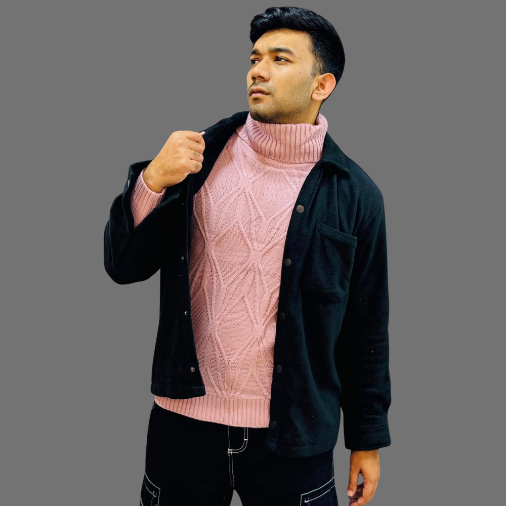 Men’s Black Flannel Shirt | Soft & Stylish Winter Overshirt | Stunner Mart