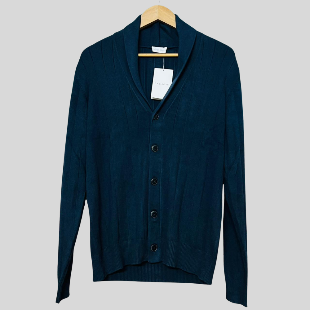 Men's Stylish Knit Cardigan in Deep Blue | Soft Comfortable Fabric with Ribbed Hem & Button-Up Front – Perfect Layer for Any Outfit