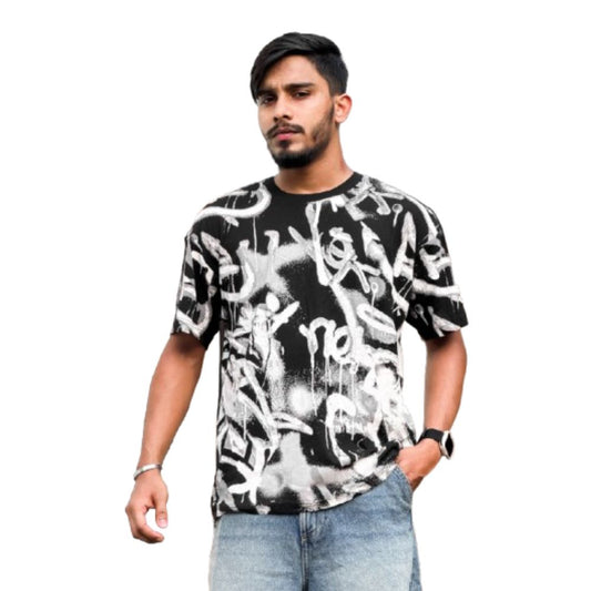 Stunner Mart Drop Shoulder T-Shirt: Black Elegance with Full DFT Printing