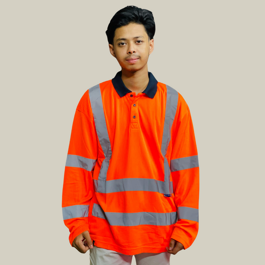 UV Protection Full Sleeve Orange Work Polo – Durable & Comfortable | Stunner Mart