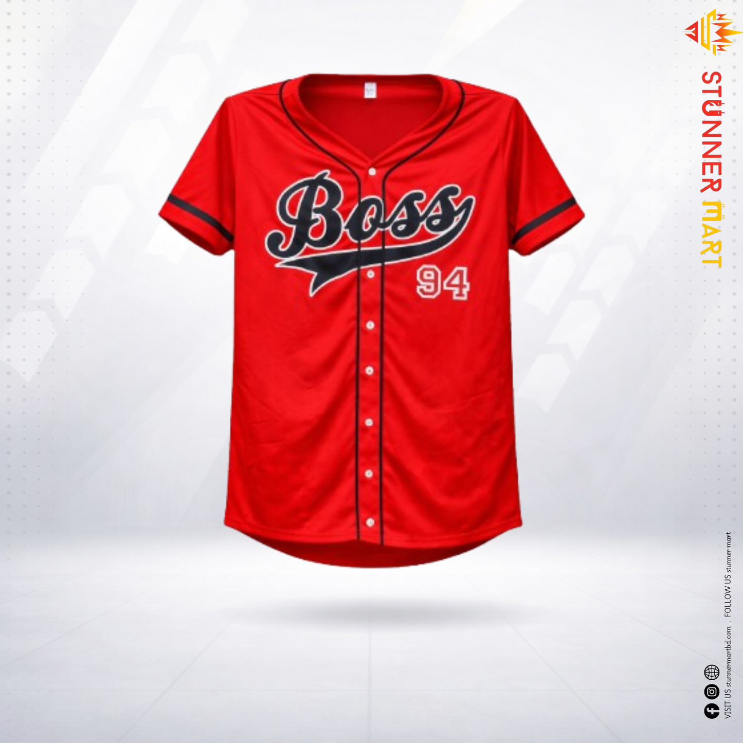 Crimson Boss – Premium Baseball Jersey (Red Edition)