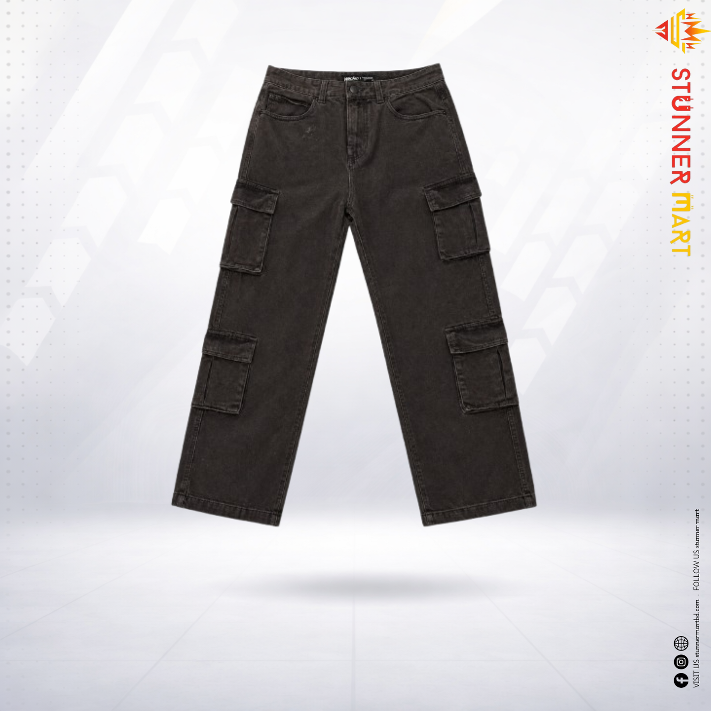 Dark Brown Multi-Pocket Cargo Baggy Jeans