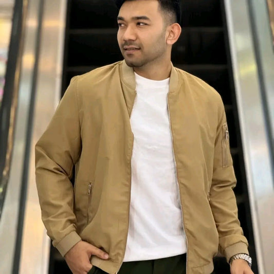 Men’s Premium Bomber Jacket | Beige