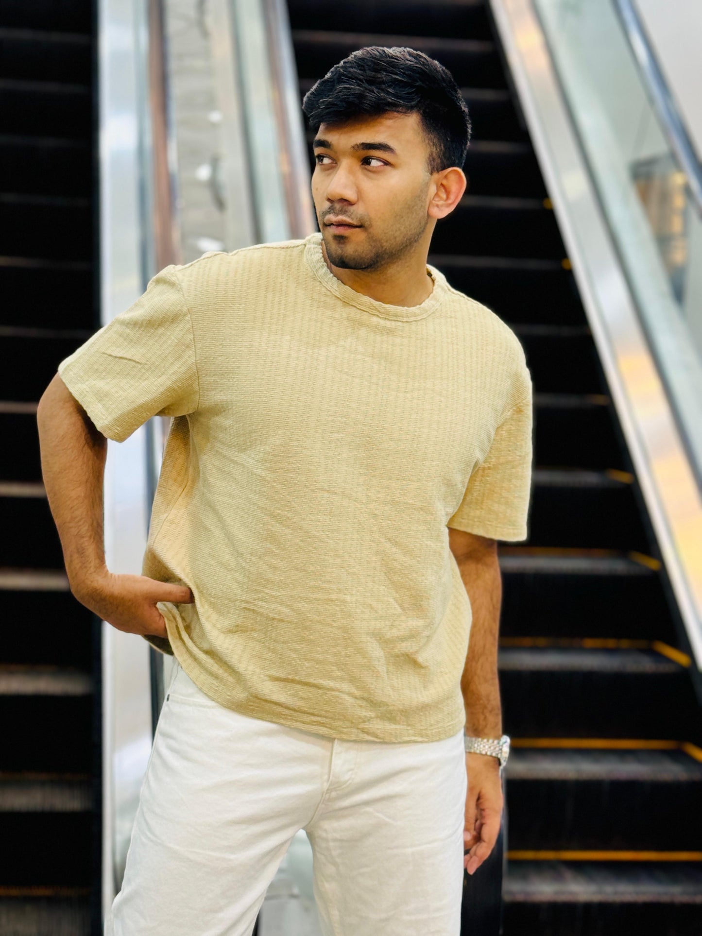 Versatile Light Beige Original Export Crop Tee for Trendy Vibes