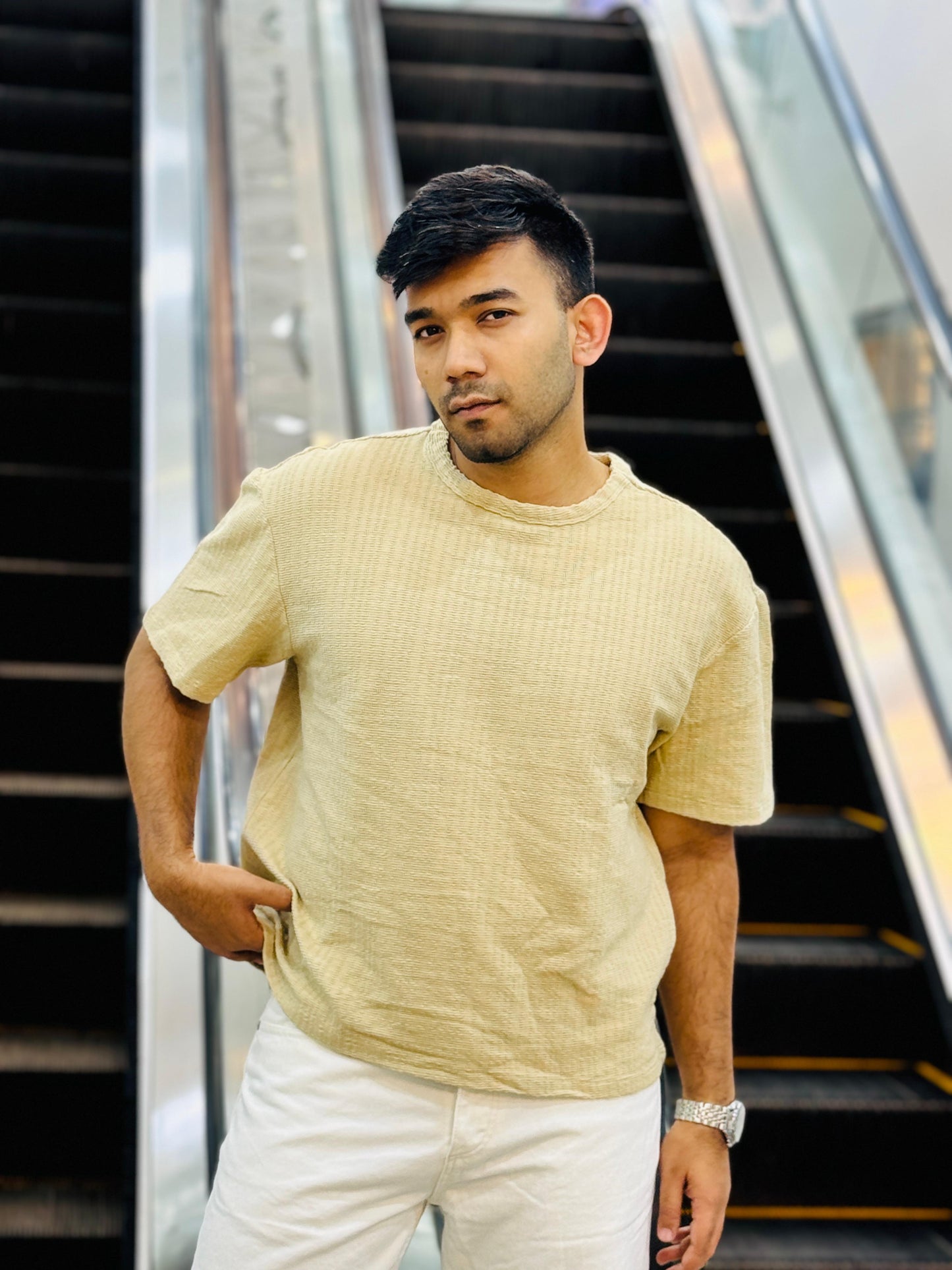 Versatile Light Beige Original Export Crop Tee for Trendy Vibes