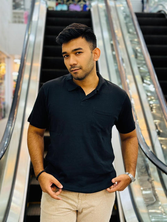Classic Black Old Money Polo T-Shirt for Men – Premium Casual Wear