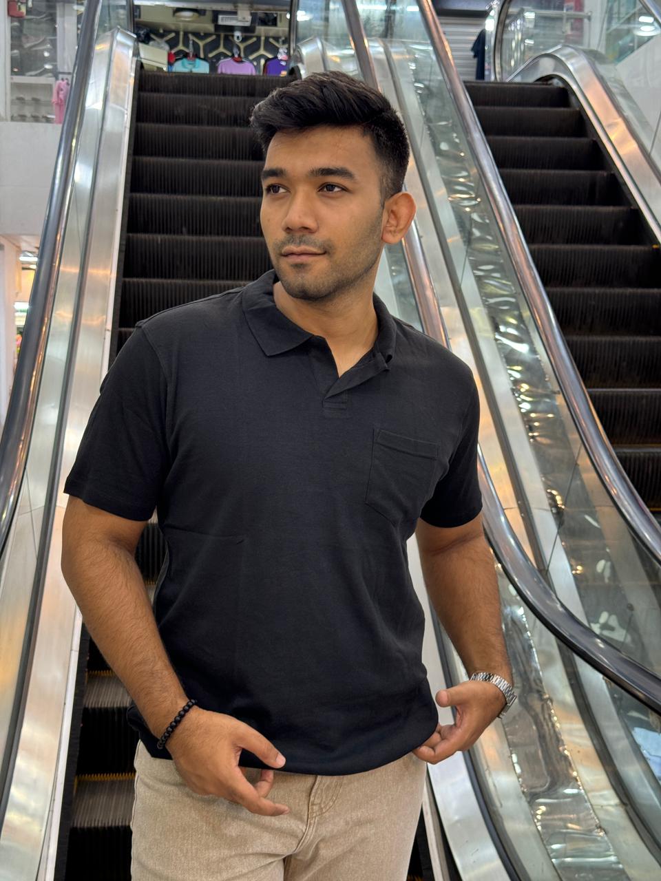 Classic Black Old Money Polo T-Shirt for Men – Premium Casual Wear
