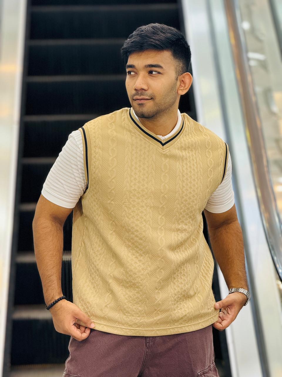 Men’s Premium Classic Beige Old Money Style Sleeveless Vest