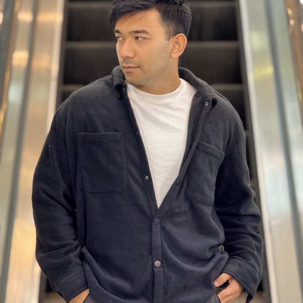 Men's Premium Heavy Flannel Overshirt - Black