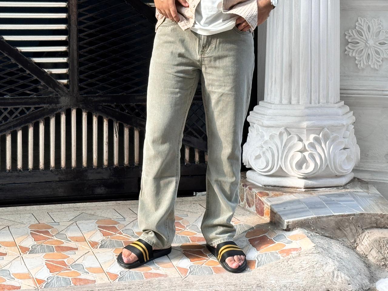 Men's Olive Green Regular Fit Jeans – Premium Export Quality | 100% Cotton