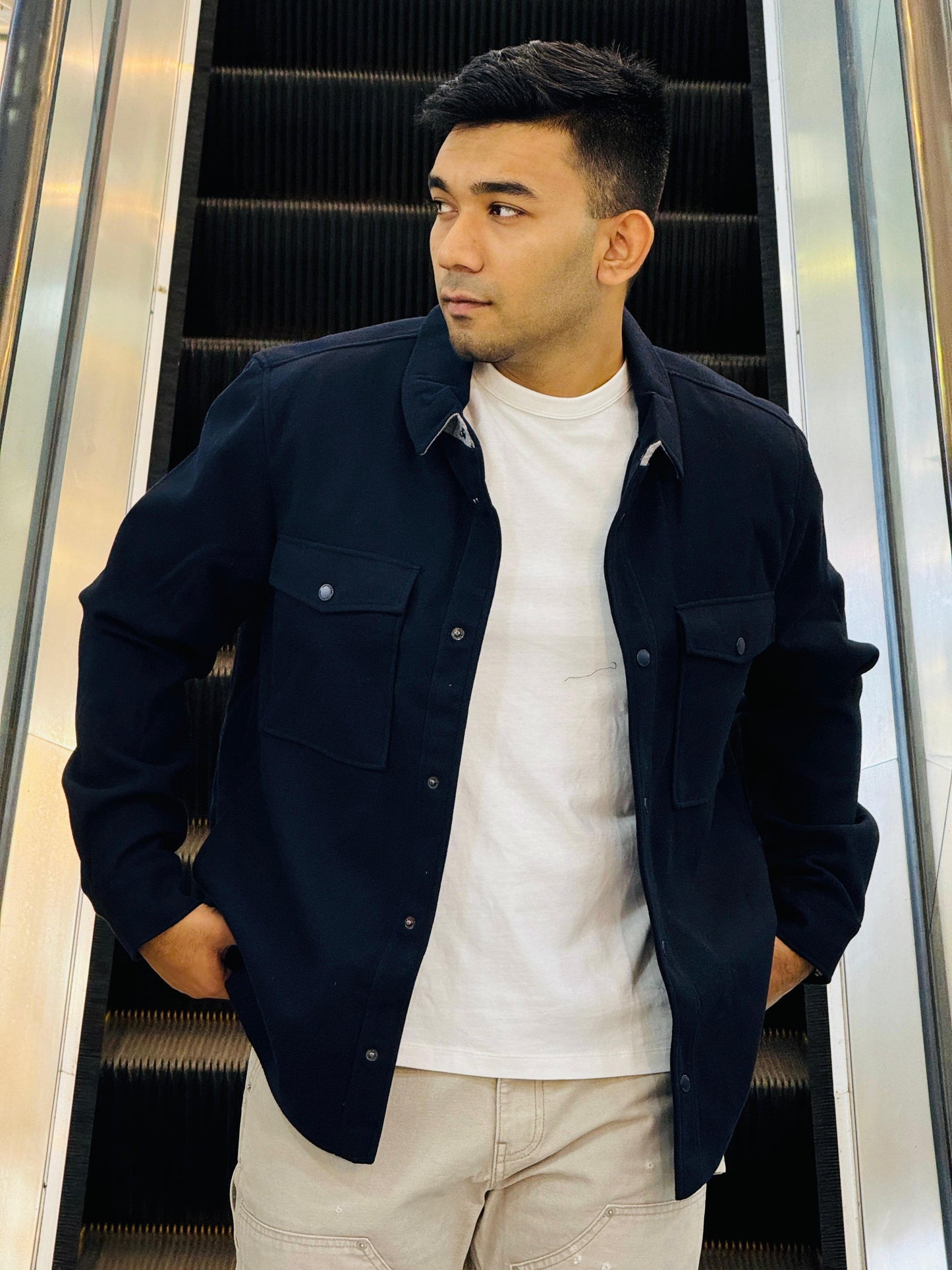 Men’s Black Overshirt – Premium Cotton Casual Jacket for Everyday Style