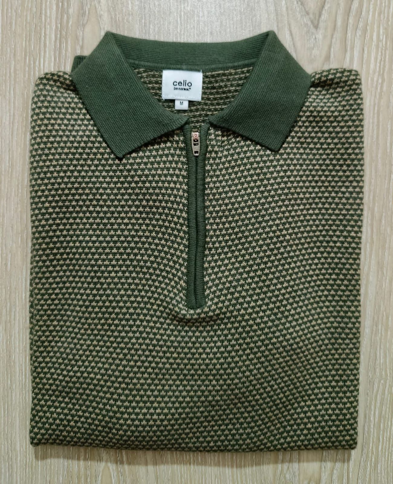 Men’s Premium Textured Knit Polo – Olive Green | Stunner Mart