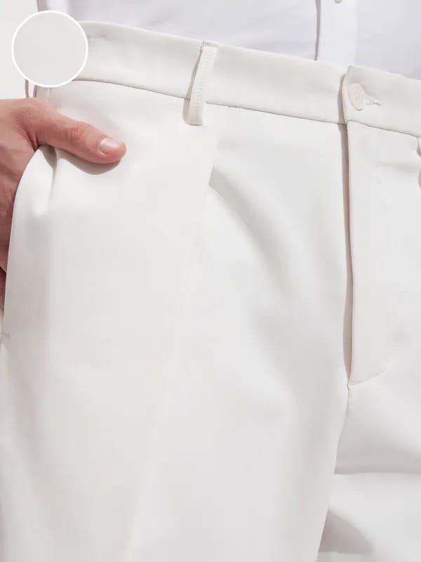 Men’s White Wide-Leg Pleated Trouser | Korean Style Oversized Pant | Premium Streetwear Fashion for Modern Look