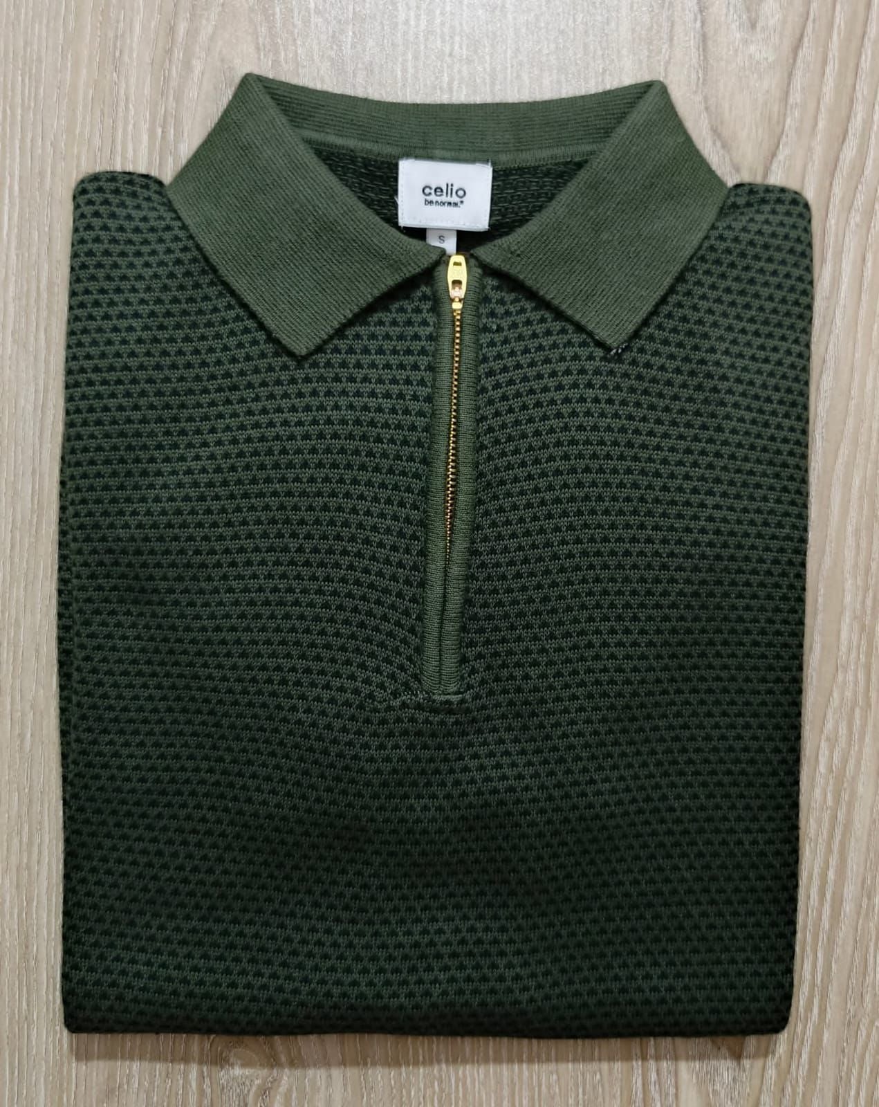 Men’s Premium Textured Knit Polo – Olive Green | Stunner Mart