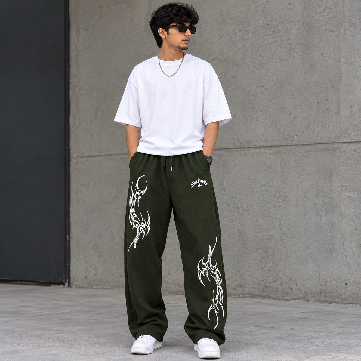 Saints Tribal Print Baggy Sweatpants – Premium Oversized Fit