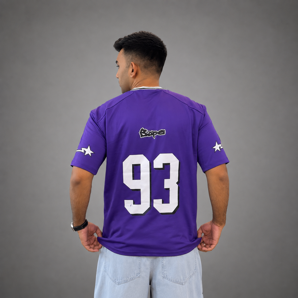 Purple NFL Bape Mesh Jersey (#93) - Streetwear Edition