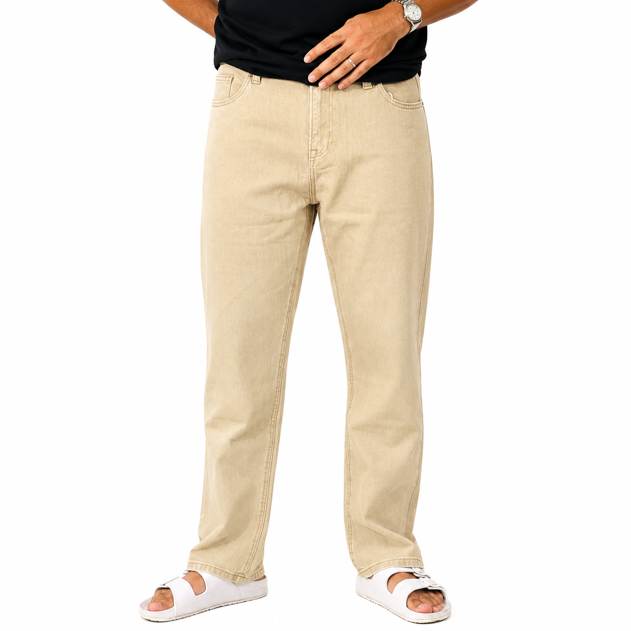 Men's Light Brown Regular Fit Jeans – Premium Export Quality | 100% Cotton