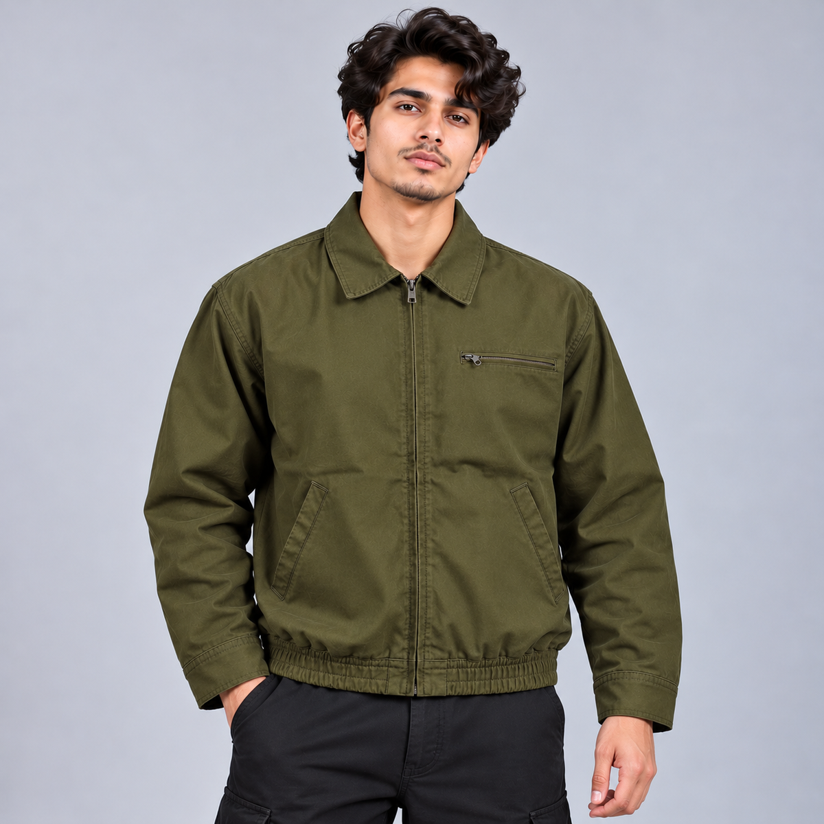 Olive Shadow Harrington Jacket