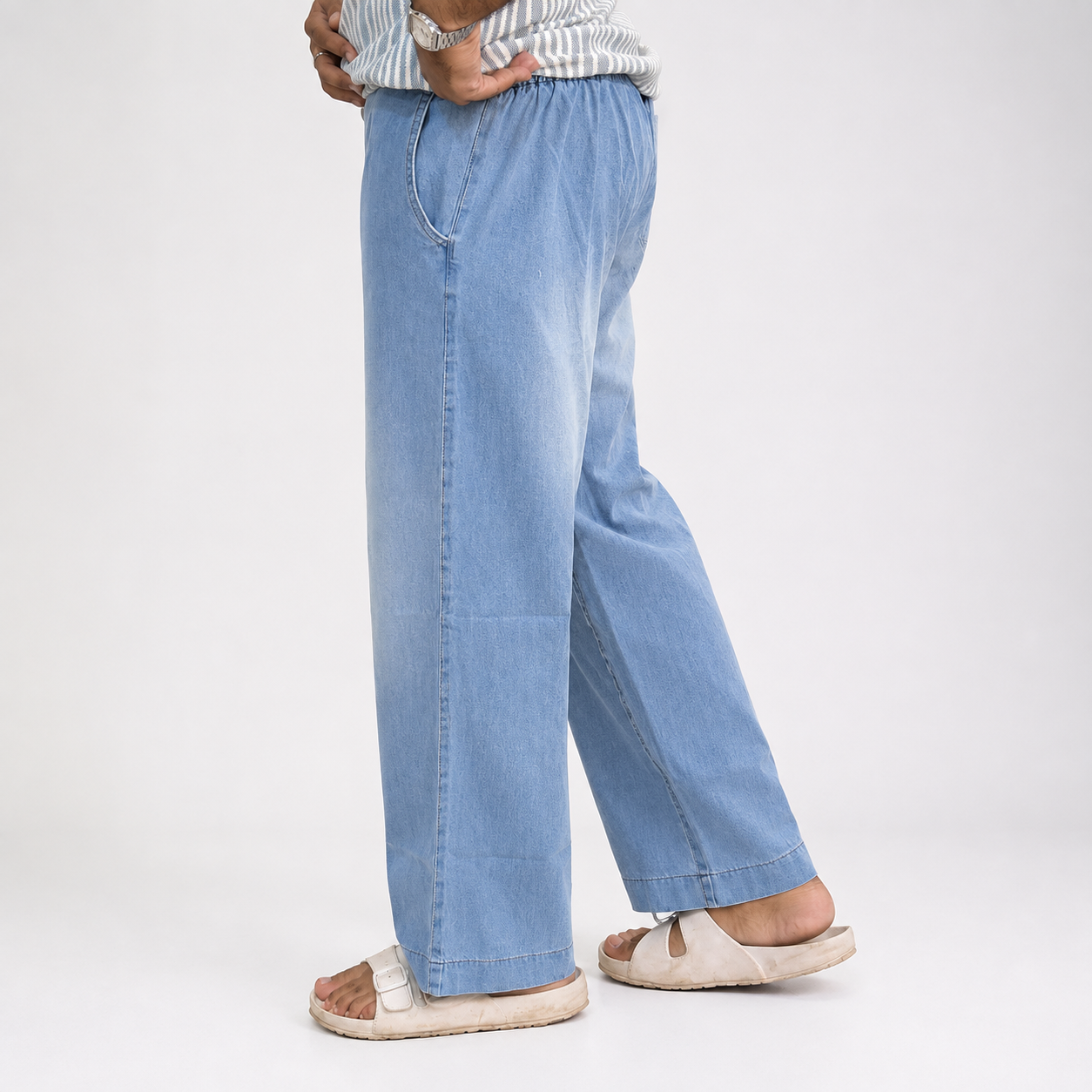 Relax Fit Elastic Waist Denim Pant