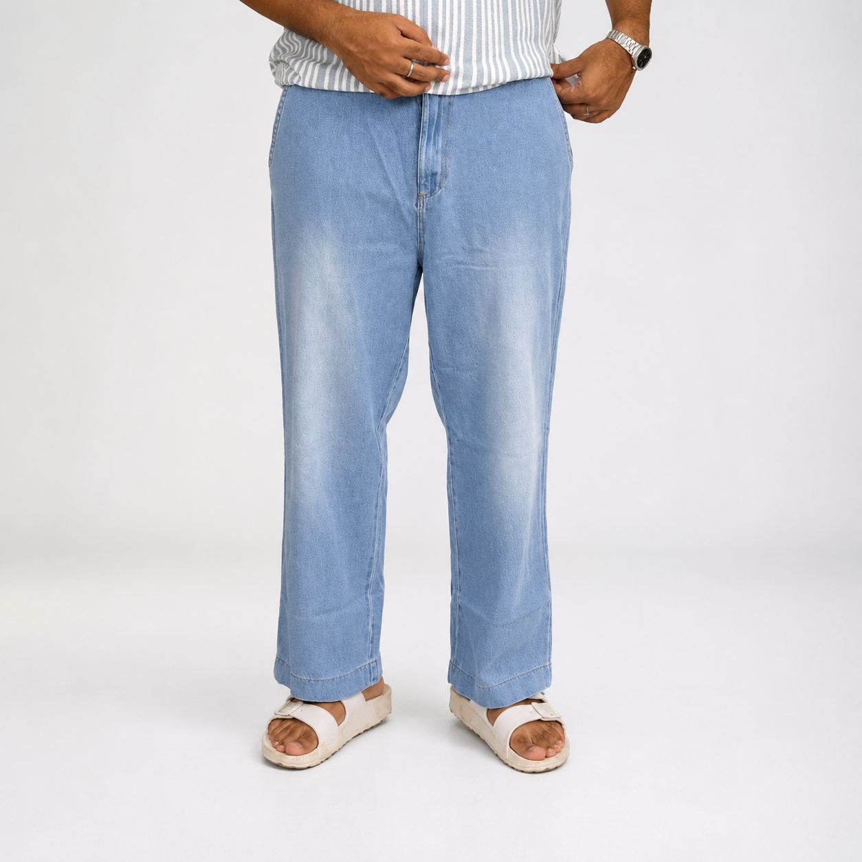 Relax Fit Elastic Waist Denim Pant