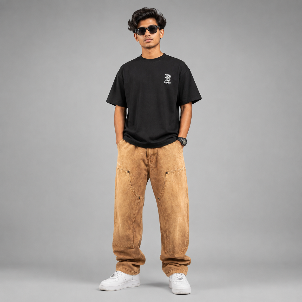 Men's Brown  Baggy Carpenter Jeans