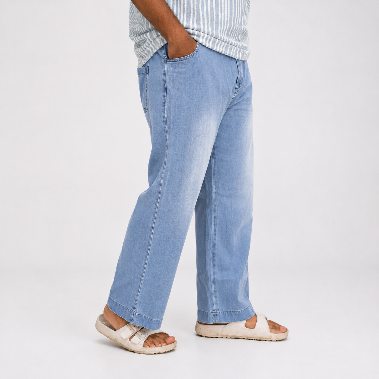 Relax Fit Elastic Waist Denim Pant