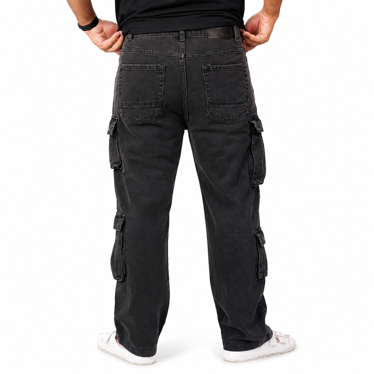 Dark Multi-Pocket Cargo Baggy Jeans
